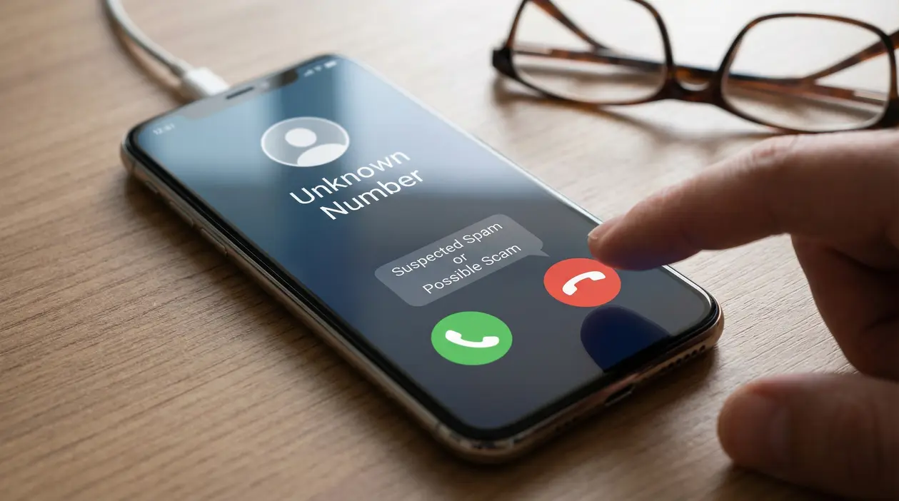 Persona che riceve una chiamata da numero sconosciuto su uno smartphone