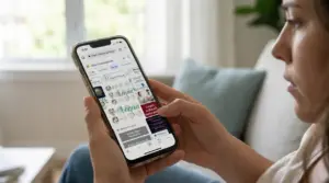 Persona che cerca informazioni sulla gelosia dei segni d’acqua con uno smartphone