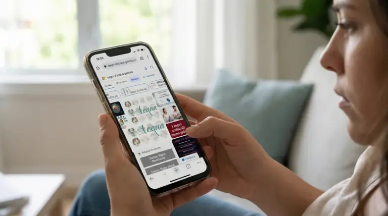 Persona che cerca informazioni sulla gelosia dei segni d’acqua con uno smartphone