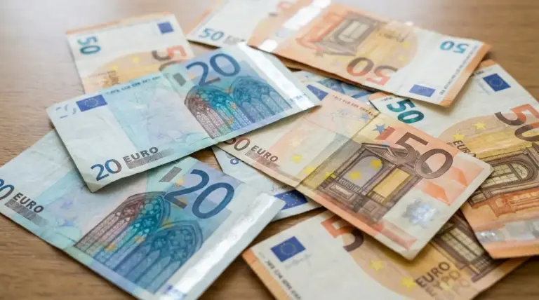 Banconote da 20 e 50 euro sparse su un tavolo, per spiegare validità e cambio delle vecchie serie